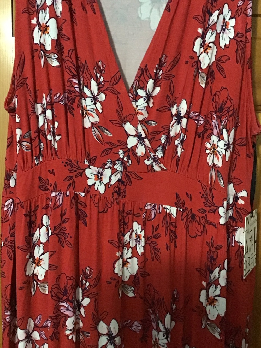 41 Hawthorn Red Floral Wrap V-Neck Sleeveless Maxi Dress